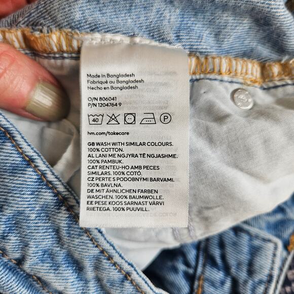 & Denim High Slit Denim Skirt, Light Wash, Ghost Hem Sz S - Picture 7 of 7